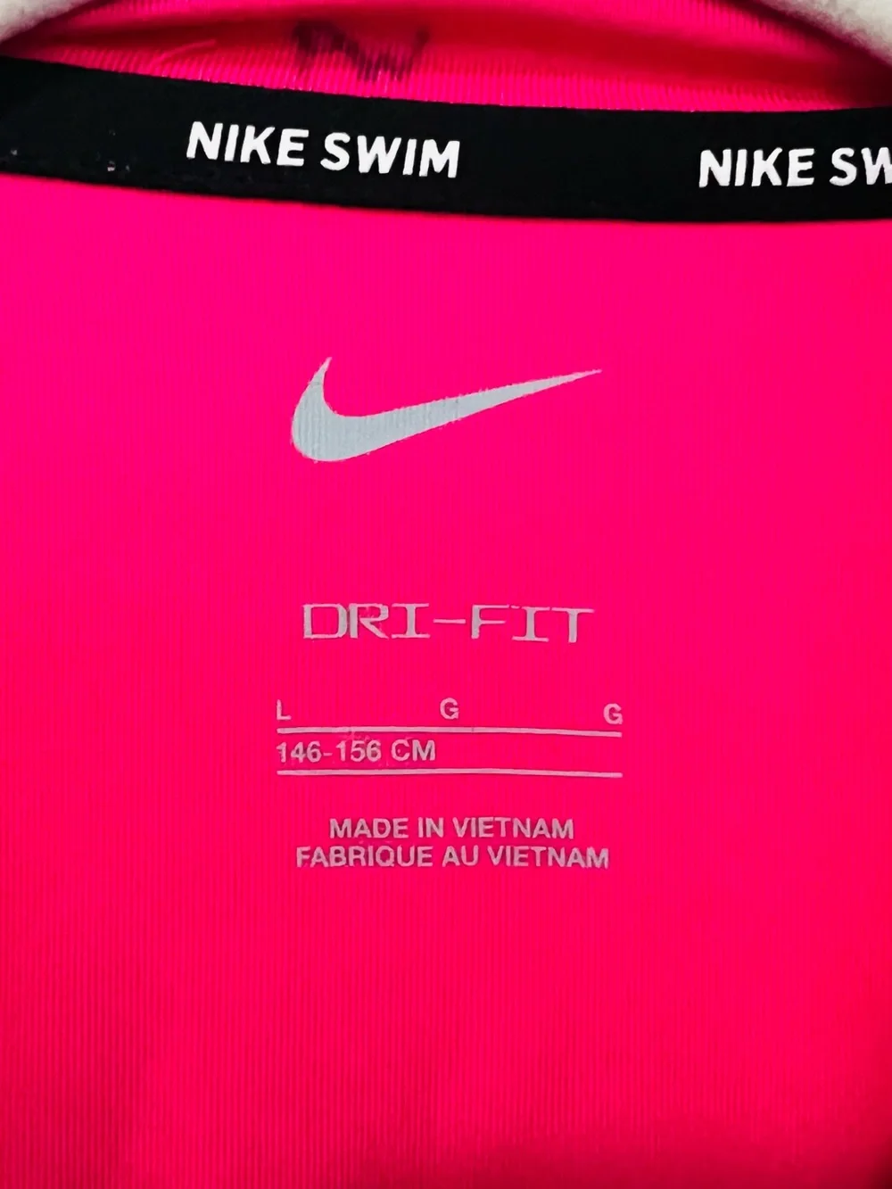 Nike Pink Dri-FIT Swim Top with White Swoosh